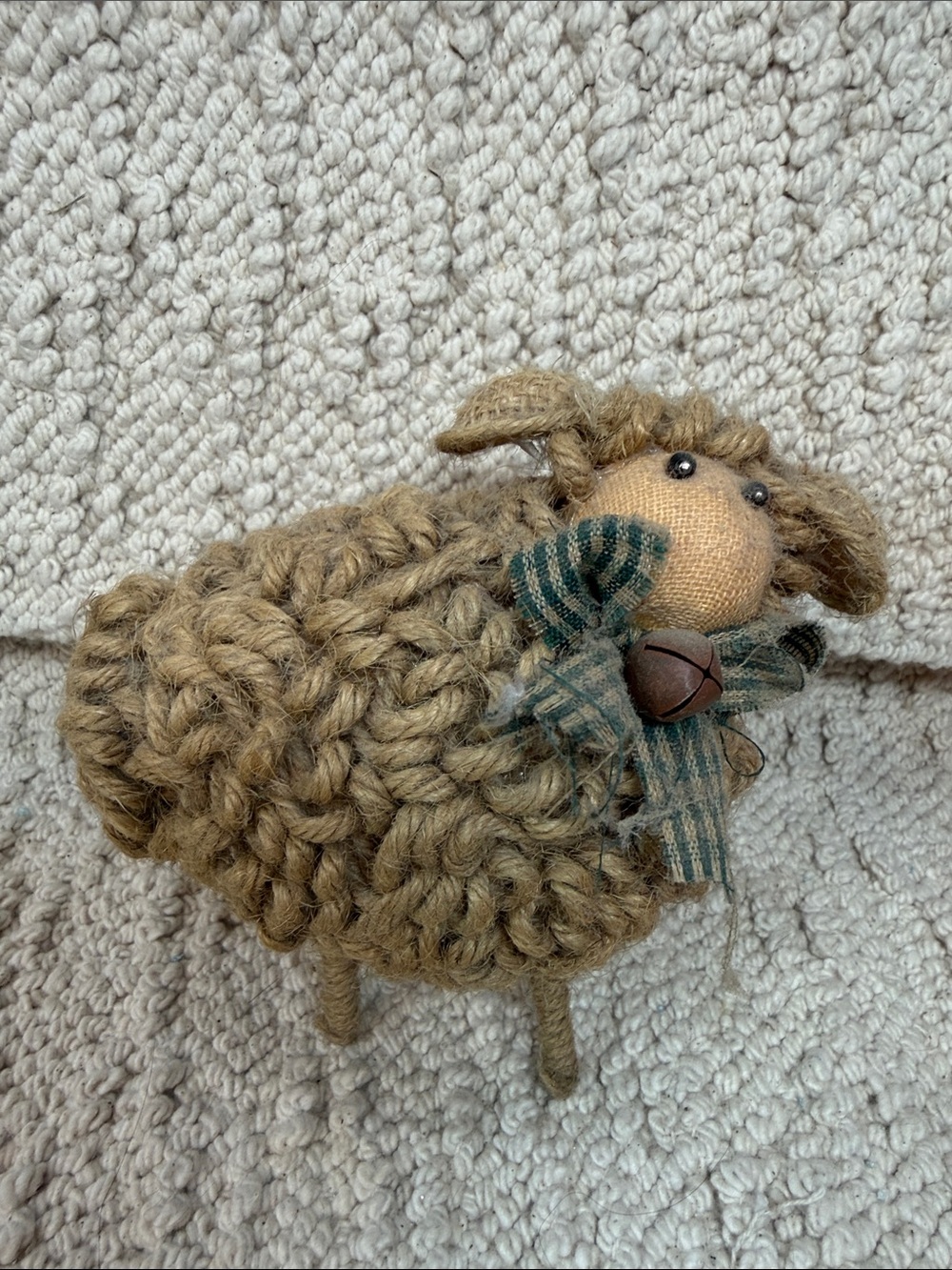 Decorative Sheep Figurine in Brown with Bell Accent